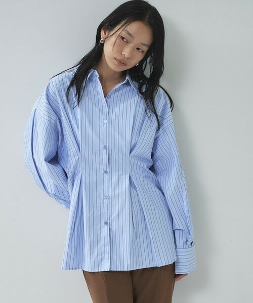 GALLEST / ギャレスト シャツ・ブラウス | 【一部店舗限定】ストライプタックシャツ（ブルー(391)）
