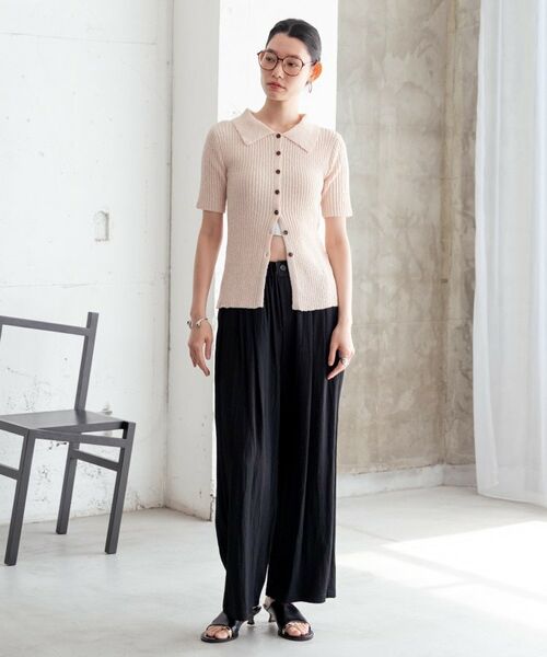 GALLEST / ギャレスト カーディガン・ボレロ | ハーフスリーブポロニットカーデ | 詳細1