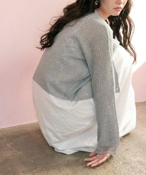 GALLEST / ギャレスト カーディガン・ボレロ | シアーフレアスリーブカーディガン【接触冷感】（グレー(012)）