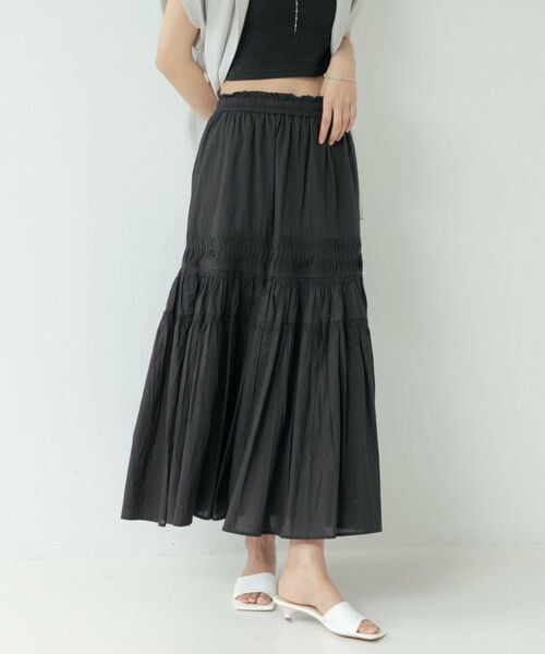 GALLEST / ギャレスト ロング・マキシ丈スカート | コットンロングスカート（ブラック(019)）