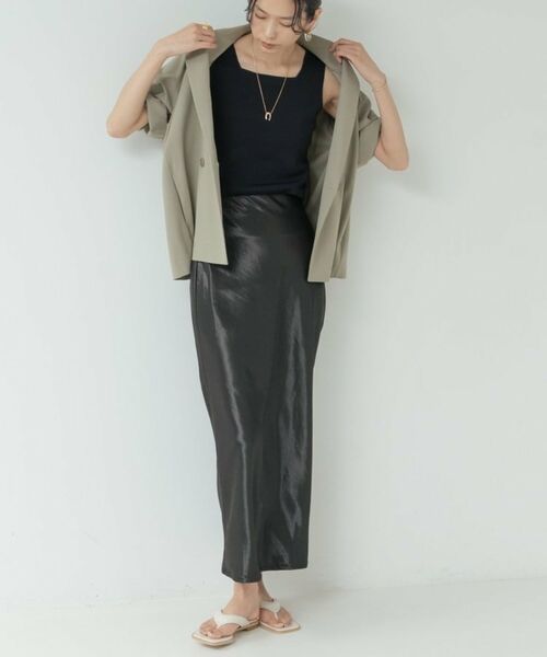 GALLEST / ギャレスト ロング・マキシ丈スカート | 【一部店舗限定】サテンナロースカート（ブラック(019)）