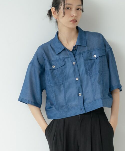 GALLEST / ギャレスト シャツ・ブラウス | デニムプリントシアーシャツ | 詳細10