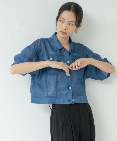 GALLEST / ギャレスト シャツ・ブラウス | デニムプリントシアーシャツ | 詳細11
