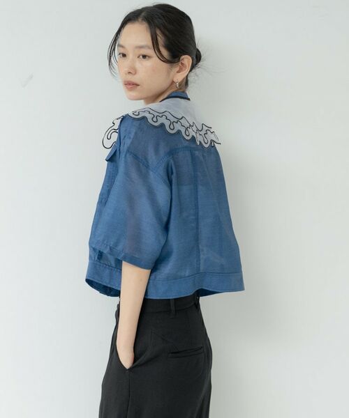 GALLEST / ギャレスト シャツ・ブラウス | デニムプリントシアーシャツ | 詳細9