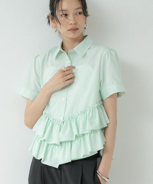GALLEST / ギャレスト シャツ・ブラウス | ティアードフリルヘムシャツ（ライトグリーン(020)）