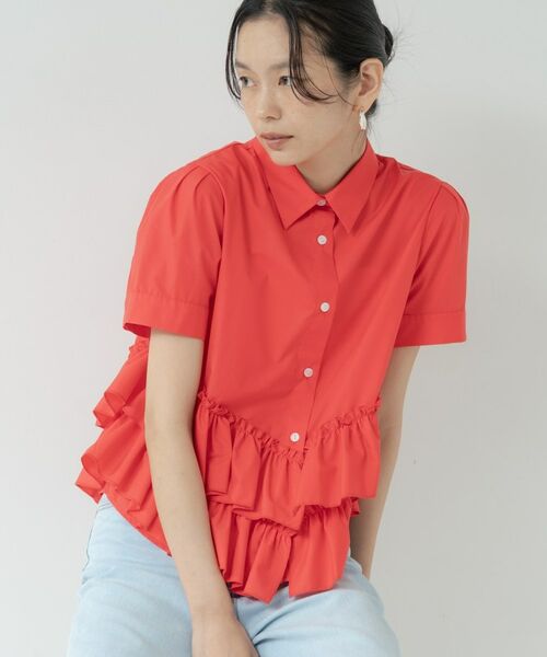GALLEST / ギャレスト シャツ・ブラウス | ティアードフリルヘムシャツ（レッド(062)）
