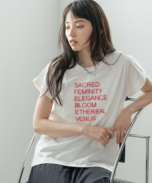 GALLEST / ギャレスト Tシャツ | 刺繍フレーズTシャツ（ホワイト(101)）