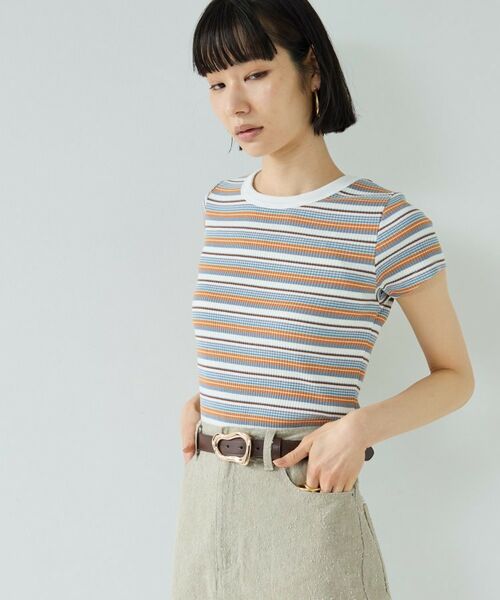 GALLEST / ギャレスト カットソー | レトロボーダーTシャツ（オレンジ(367)）