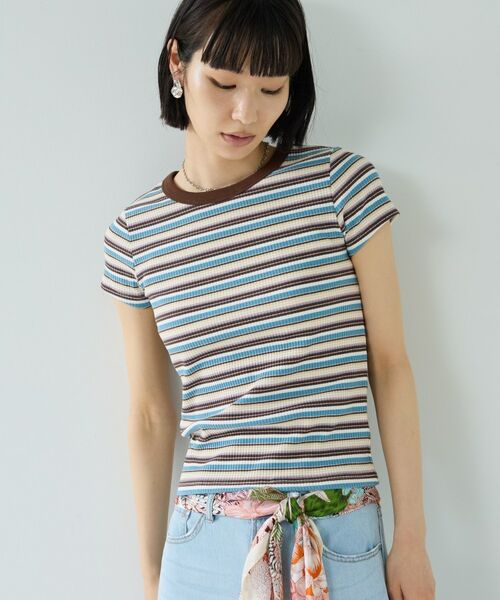 GALLEST / ギャレスト カットソー | レトロボーダーTシャツ（ブラウン(343)）