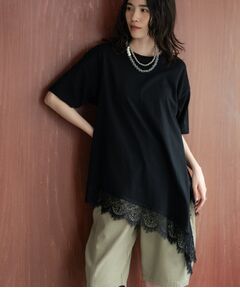 GALLEST / ギャレスト カットソー | 裾レースアシメカットソー