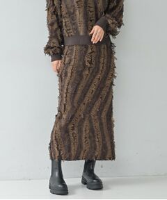 GALLEST / ギャレスト ロング・マキシ丈スカート | 【セットアップ対応】アート柄フリンジジャカードニットスカート