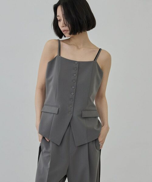 GALLEST / ギャレスト ベスト | Comfy Set Up｜キャミジレ【セットアップ対応／通勤／カセット服】（チャコールグレー(013)）