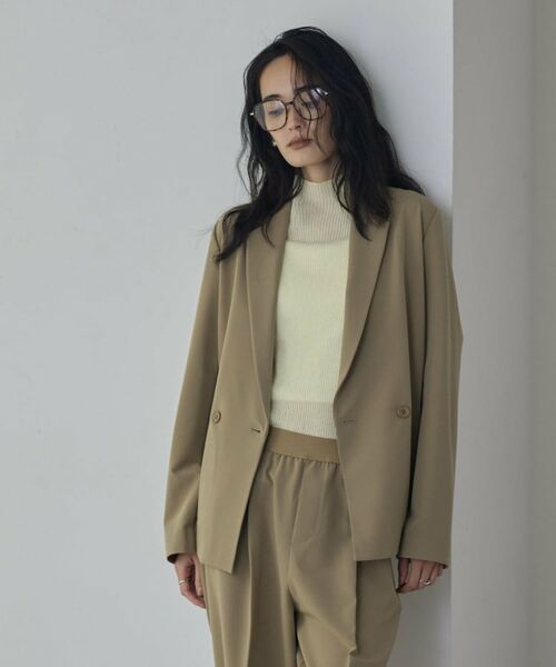 GALLEST / ギャレスト テーラードジャケット | Comfy Set Up｜ダブルブレストイージージャケット【セットアップ対応／通勤／カセット服】（ベージュ(052)）