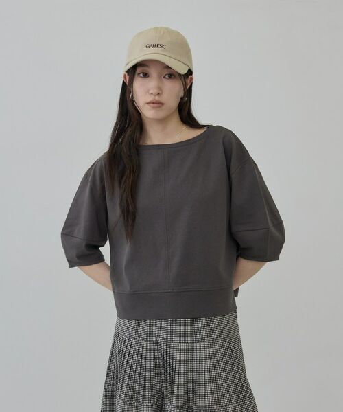 GALLEST / ギャレスト カットソー | ハーフスリーブフォルムカットソー【接触冷感／新色追加】（チャコールグレー(014)）