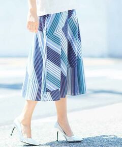 GEORGES RECH / ジョルジュ・レッシュ ロング・マキシ丈スカート | 【洗える】【日本製】レギュラーストライプフレアスカート