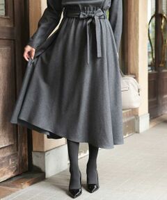 GEORGES RECH / ジョルジュ・レッシュ ロング・マキシ丈スカート | 【日本製】ウールジョーゼットフレアスカート