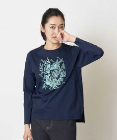 【洗える】ボタニカル柄ロングTシャツ