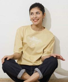 【洗える】ロゴ刺繍プリントTシャツ