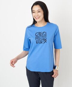 GEORGES RECH / ジョルジュ・レッシュ カットソー | [接触冷感]ロゴプリント5分袖ラウンドヘムカットソー