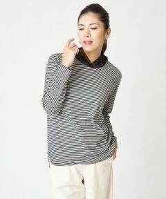 GEORGES RECH / ジョルジュ・レッシュ カットソー | チュール襟ハーフミラノリブカットソー