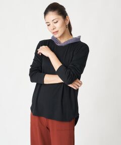 GEORGES RECH / ジョルジュ・レッシュ カットソー | チュール襟ハーフミラノリブカットソー