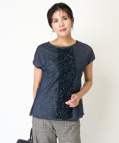 スパンコール刺繍フレンチスリーブカットソー