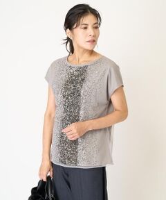 スパンコール刺繍フレンチスリーブカットソー