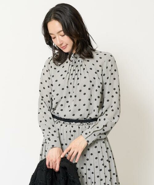 GEORGES RECH / ジョルジュ・レッシュ シャツ・ブラウス | [セットアップ対応]ドットオンチュールバンドカラーブラウス | 詳細1