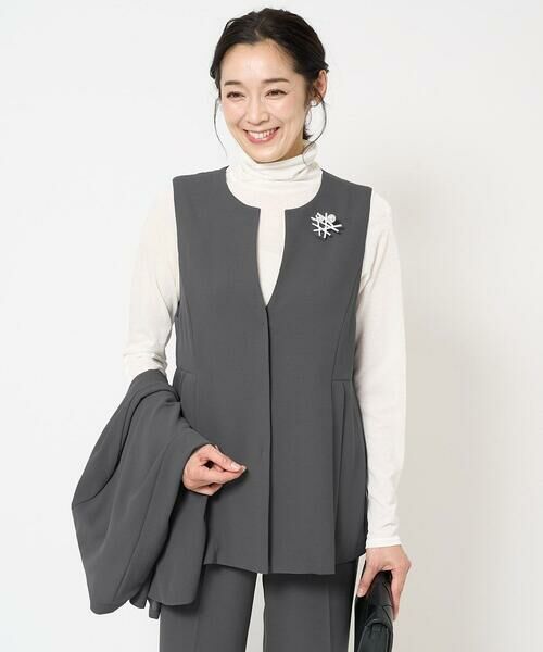 GEORGES RECH / ジョルジュ・レッシュ ベスト | [セットアップ対応]スリットネックプリーツジレ | 詳細1