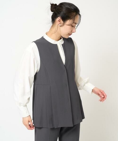 GEORGES RECH / ジョルジュ・レッシュ ベスト | [セットアップ対応]スリットネックプリーツジレ | 詳細4