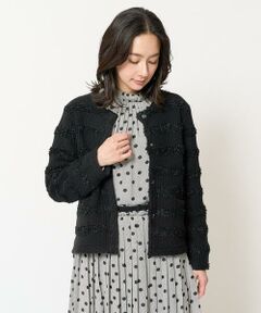 GEORGES RECH / ジョルジュ・レッシュ ノーカラージャケット | ファンシージャガードツイードニットジャケット