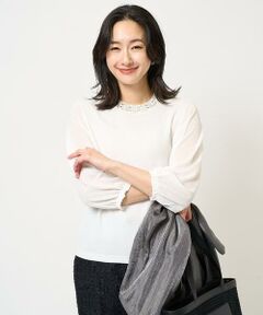 GEORGES RECH / ジョルジュ・レッシュ ニット・セーター | [アンサンブル対応]ビジュー刺繍シアー7分袖ニット