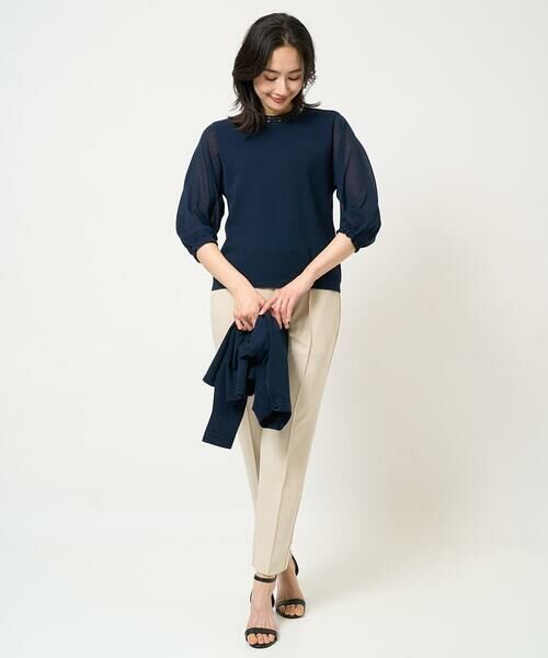 GEORGES RECH / ジョルジュ・レッシュ ニット・セーター | [アンサンブル対応]ビジュー刺繍シアー7分袖ニット | 詳細14