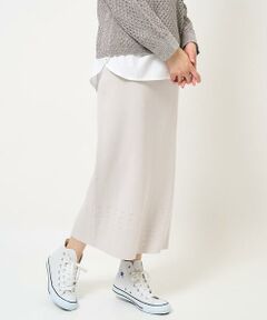 GEORGES RECH / ジョルジュ・レッシュ ロング・マキシ丈スカート | [セットアップ対応/接触冷感]スクエアジャカードニットスカート