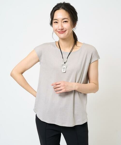 GEORGES RECH/ジョルジュ・レッシュ [日本製]ラメフレンチスリーブジャージーカットソー ベージュ M