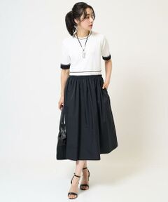 GEORGES RECH / ジョルジュ・レッシュ ロング・マキシ丈ワンピース | タフタドッキング配色ボーダーニットワンピース