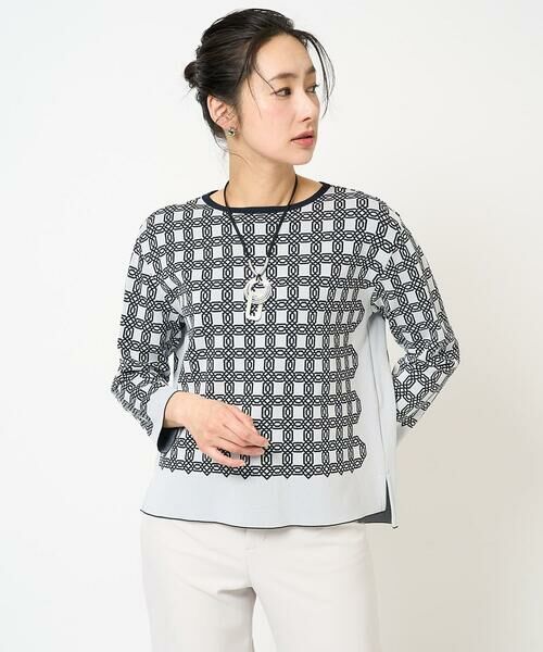GEORGES RECH / ジョルジュ・レッシュ ニット・セーター | [日本製]裏カノコストレッチジャカード8分袖ニット | 詳細1