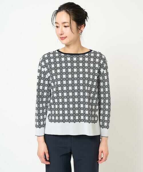GEORGES RECH / ジョルジュ・レッシュ ニット・セーター | [日本製]裏カノコストレッチジャカード8分袖ニット | 詳細4