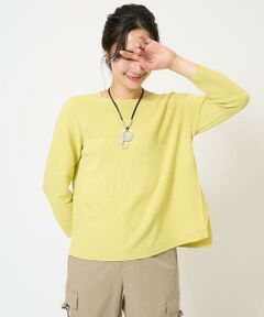 ✴カシミヤ100%イエロー・グリーンストライプ ニットセーター OFF-SHOULDER COTTON SWEATER：ニット（ニット／セーター