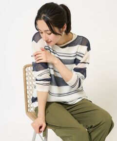 GEORGES RECH / ジョルジュ・レッシュ ニット・セーター | メッシュボーダー8分袖ニット