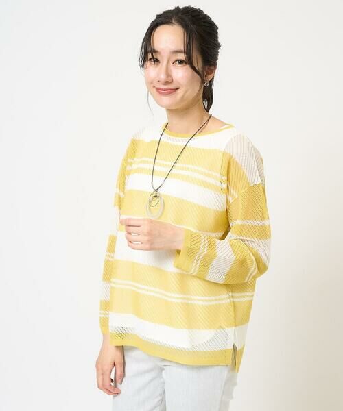 GEORGES RECH / ジョルジュ・レッシュ ニット・セーター | メッシュボーダー8分袖ニット | 詳細1