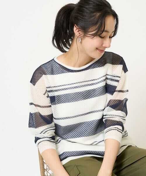 GEORGES RECH / ジョルジュ・レッシュ ニット・セーター | メッシュボーダー8分袖ニット | 詳細2