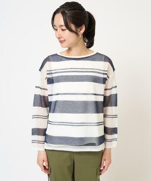 GEORGES RECH / ジョルジュ・レッシュ ニット・セーター | メッシュボーダー8分袖ニット | 詳細3