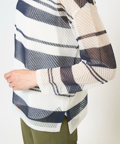GEORGES RECH / ジョルジュ・レッシュ ニット・セーター | メッシュボーダー8分袖ニット | 詳細7