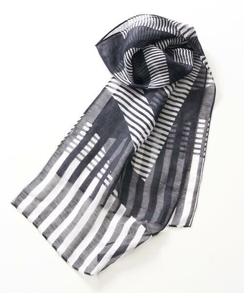 GEORGES RECH / ジョルジュ・レッシュ マフラー・ショール・スヌード・ストール | 幾何プリント麻混ストール | 詳細1