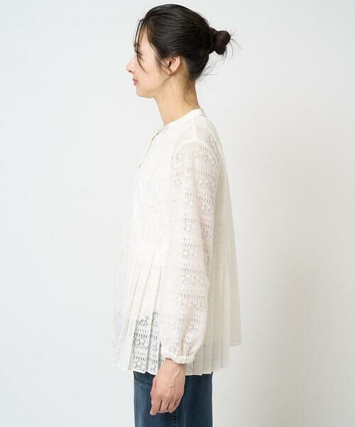 GEORGES RECH / ジョルジュ・レッシュ シャツ・ブラウス | 幾何ボーダーレースプリーツブラウス | 詳細5