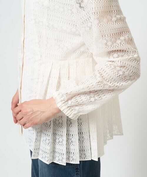 GEORGES RECH / ジョルジュ・レッシュ シャツ・ブラウス | 幾何ボーダーレースプリーツブラウス | 詳細8