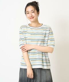 セール】 [日本製]裏カノコストレッチジャカード8分袖ニット