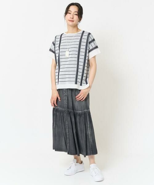 GEORGES RECH / ジョルジュ・レッシュ ニット・セーター | ジャガードストライプ幾何柄シアーニット | 詳細13