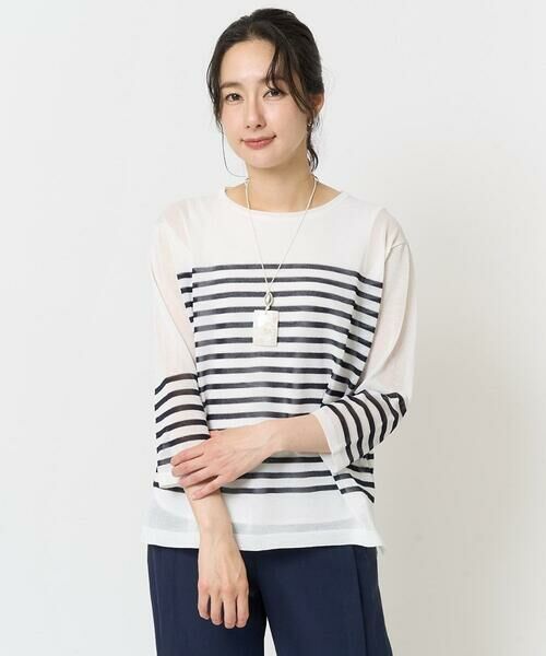 GEORGES RECH / ジョルジュ・レッシュ ニット・セーター | [吸湿速乾]シアーボーダーボートネックラメニット | 詳細1